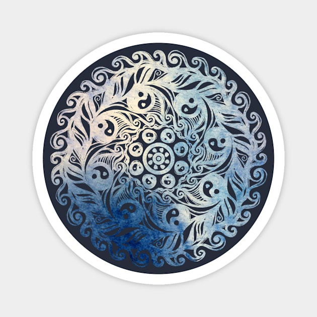 Yin Yang Blueberry Cream Mandala Magnet by bubbsnugg